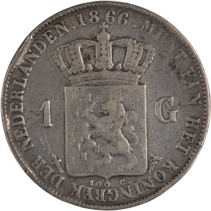 Holandia 1866, srebrny 1 gulden – lepsza data