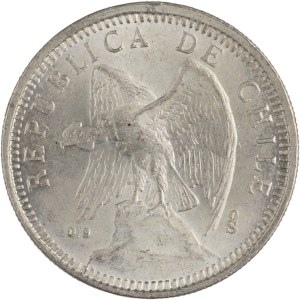 Chile 1927, stříbrná mince v hodnotě 5 pesos