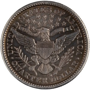 États-Unis 1894-S/S, pièce de 25 cents « Barber Quarter » présentant une erreur de frappe