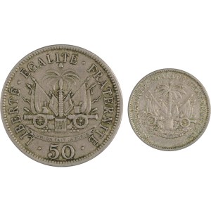 Haiti 1904 5 Centimes and 1908 50 Centimes (2 Pieces)