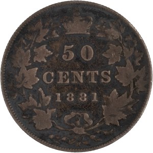 Kanada 1881 r. Srebrna moneta o nominale 50 centów