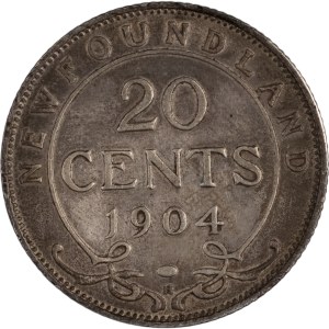 Canada, Terre-Neuve, 1904, pièce de 20 cents en argent