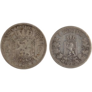 World Mixed Lots 1868-95 Norway, Belgium Silver (2 Pieces)