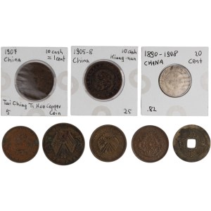 China 1890 - 1920 Group of Coins. Includes 1 Silver. (8 Pieces)