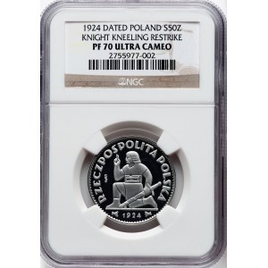 Poland 1924 (Dated) Silver 50 Złotych Knight Kneeling Restrike