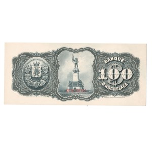 Canada 1898/1907 (ND) Bank D'Hochelaga $100 Back Proof Specimen 360-18-18/20bp