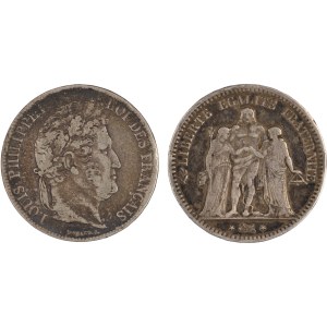 France 1838 and 1849 Silver 5 Francs (2 Pieces)