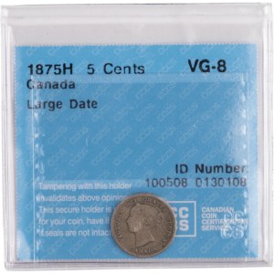 Canada 1875 H 5 Cents Large Date