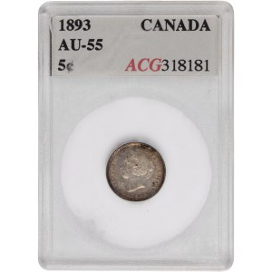 Canada 1893, moneta d'argento da 5 centesimi