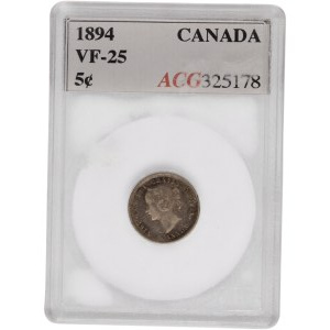Canada 1894 Silver 5 Cents