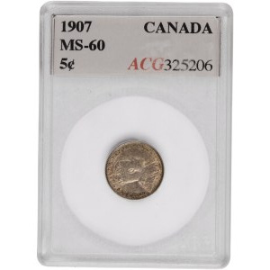 Canada 1907, moneta d'argento da 5 centesimi