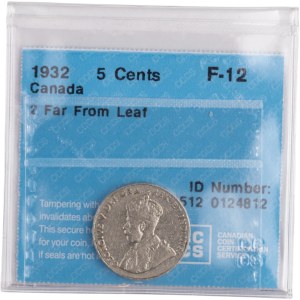 Canada 1932 5 Cents 2 Far from Leaf