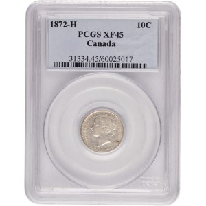 Canada 1872H Silver 10 Cents