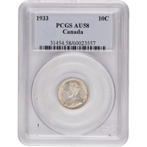 Canada 1933 Silver 10 Cents