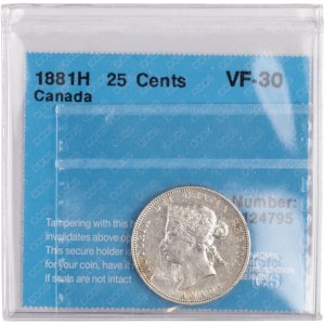 Canada 1881-H Silver 25 Cents