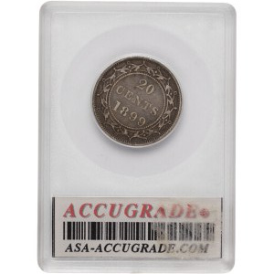 Kanada, Newfoundland, 1899, stříbrná mince 20 centů, malá, 99