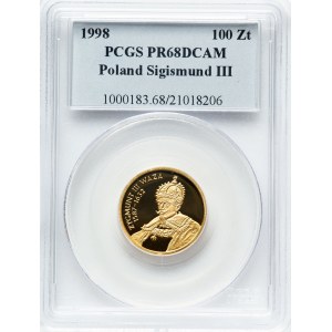 Poland 1998 Gold 100 Złotych Zygmunt III Waza