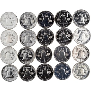 United States 1962 Silver 50 Cent Franklin Coin Lot (20 Pieces)