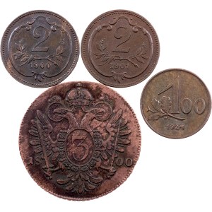Habsburg, Lot von 4 Münzen 1800-1924