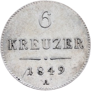 Franz Joseph I., 6 Kreuzer 1849, A, Wien
