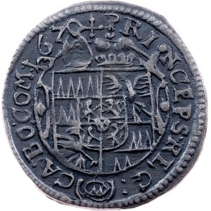 Karl II. von Liechtenstein-Kastelkorn, 3 Kreuzer 1670, Kroměříž