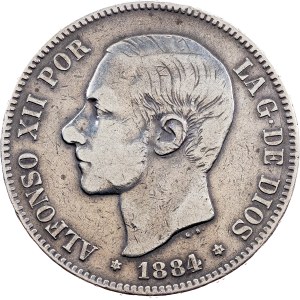 Alfonso XII., 5 Pesetas 1884 (*1884), MS M, Madrid