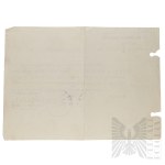Second Polish Republic Certificate of Military Service — 1st Krechowiecki Uhlan Regiment, Antoni Czaja, Signature of the Regiment Commander, 1932, Augustów