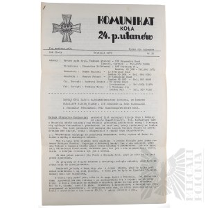 PSZnZ/Emigration Bulletin of the 24th Uhlan Regiment Chapter - No. 75, December 1972, Emigration, London, United Kingdom, Veterans