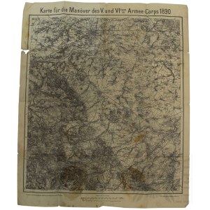 German Empire - Map of Maneuvers by the 5th and 6th Army Corps, Lower Silesia, 1890, Scale 1:500,000