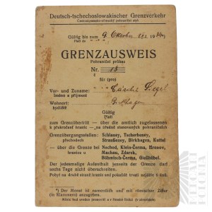 Czechoslovakia/Third Reich Border Pass (Grenzausweis) Germany–Czechoslovakia 1934 Sudetenland, Schlaney, Náchod