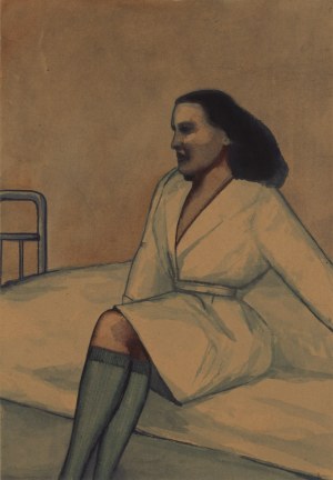 Jerzy Nowosielski (1923 Kraków - 2011 Kraków), Kobieta siedząca na łóżku, 1947