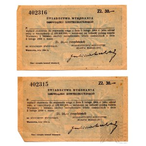 Occupation/Gouvernement général Certificat d'exécution des obligations de contribution Assassinat de Franz Kutschere - Conspiration, Armée de l'intérieur