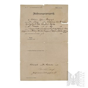 German Empire Certificate of Military Service - Marcisz