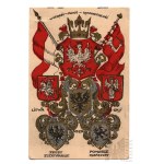 II RP Postcard With Coats of Arms from the Period of the Polish-Lithuanian Commonwealth, Lithuania, Ruthenia, and Pagan.