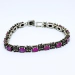 Silver bracelet with natural Rubies and Marcasites