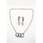 Orno necklace and earrings set with calcite, 800 silver