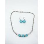 Silver set - necklace and earrings with stones, ORNAMENT ( former ORNO ) Warsaw