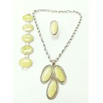 Silver set: necklace, ring, bracelet with stones