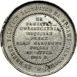 19. storočie, Januárové povstanie, medaila z roku 1863, oslobodenie roľníkov Národnou vládou