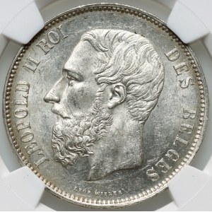 Belgium, Leopold II, 5 Francs 1875, Brussels