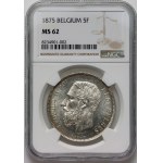 Belgium, Leopold II, 5 Francs 1875, Brussels