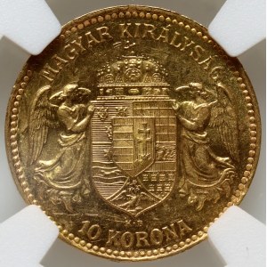 Hungary, Franz Joseph I, 10 crowns 1913 KB, Kremnica, key date