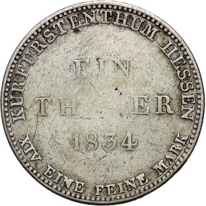 Germany, Hesse-Cassel, William II and Frederick William I, Thaler 1834, Kassel