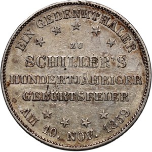 Germany, Frankfurt, Memorial Thaler 1859, 100th Anniversary of F. Schiller's Birthday