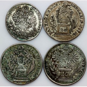 Autriche, ensemble de pièces d'argent datant de 1756 à 1778 (4 pièces)