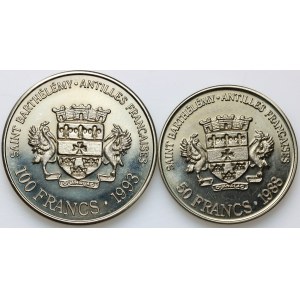 Saint-Barthélemy, coin set from 1988-1993, (2 pieces)