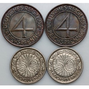 Německo, Výmarská republika, sada mincí z let 1930–1933 (4 kusy)