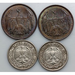 Německo, Výmarská republika, sada mincí z let 1930–1933 (4 kusy)