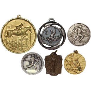 World, set of sports-themed medals, (6 pieces)