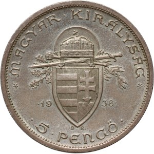 Ungarn, 5 Pengő 1938, Heiliger Stephan